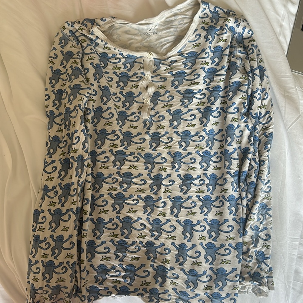 Roller Rabbit Blue Monkey Pjs Size Small - image 2